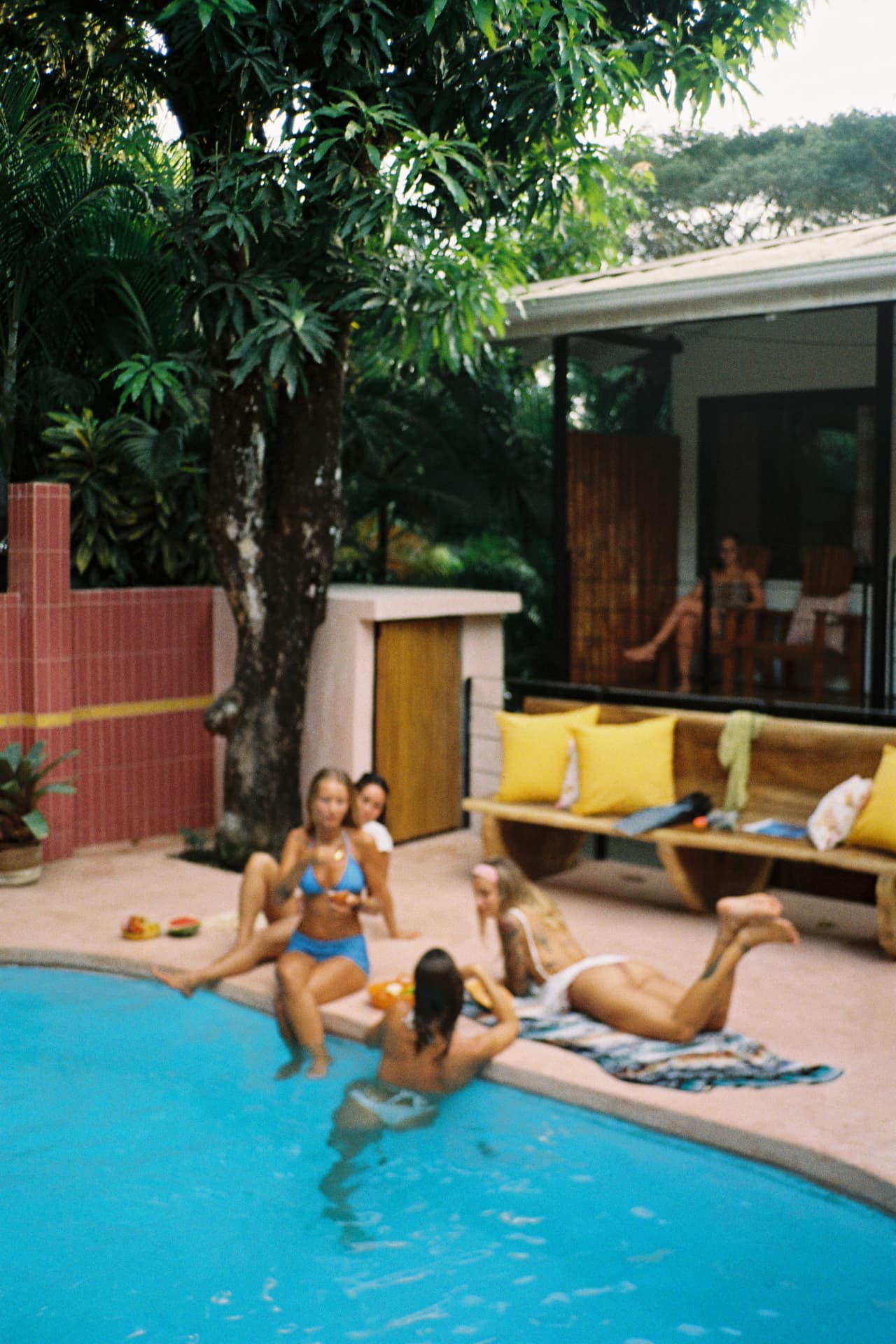 Pool day with fruit and friends
